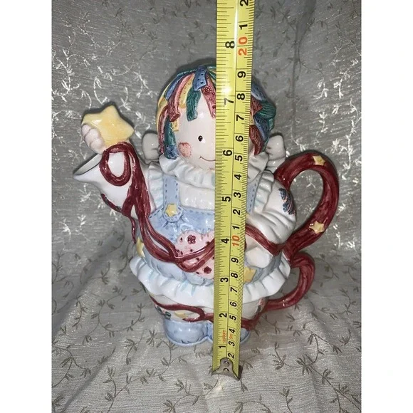 Vtg Teapot Patchwork Angel 1996 Cosmos For H.O.L. 3 Piece Tea For One Tea Pot - Picture 3 of 16